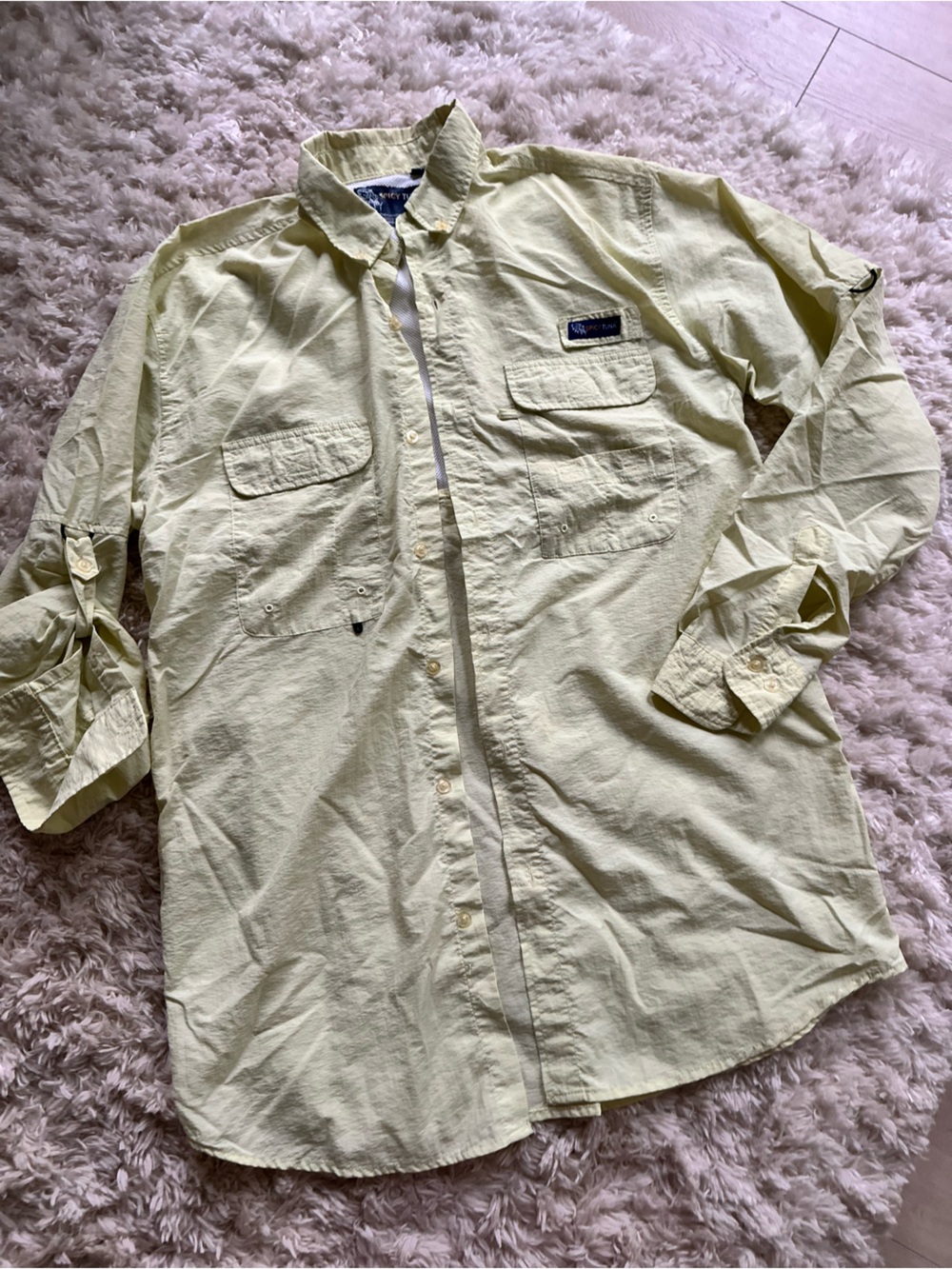 Men's Lightweight Button-Up Shirt - Pale Yellow